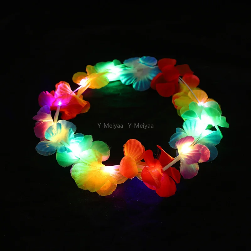 WHSCwp Corona di fiori, 6 pezzi, fascia con fiori LED, copricapo da donna, Natale, Halloween