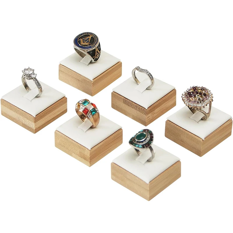 Bamboo Ring Holder Organizer with Velvet Mat