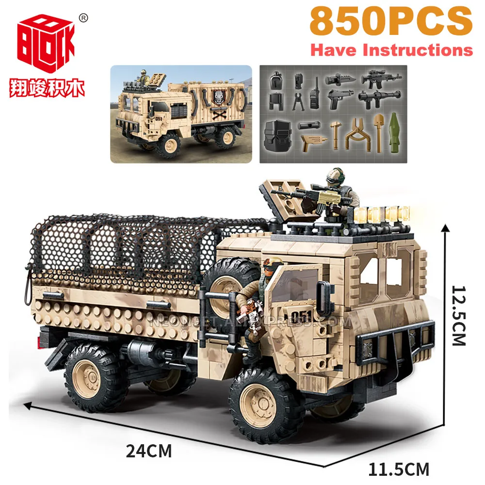 

Desert Heavy Truck Call of Duty Military Operational Radar Base Humvee Soldiers Weapon Building Blocks Fit Mega Bloks Tank