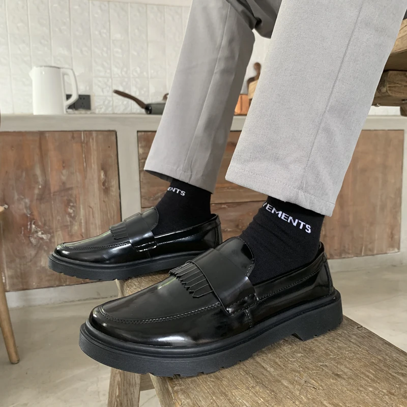 STRONGSHEN Men Handmade Tassel Shoes Leather Casual Dress Shoes Luxury Designer Business Loafers Wedding Fashion Party Shoes