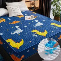 Cotton Mattress Cover Waterproof  Thickened Urine Cartoon Bed cover Family with Children and Pets Bedroom Protection Cover 5