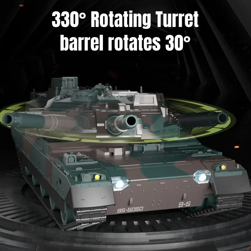 Robot Tank RC Multicolore avec Effets Lumineux et Son - 2.4GHz, en mouvement avec des traînées lumineuses.