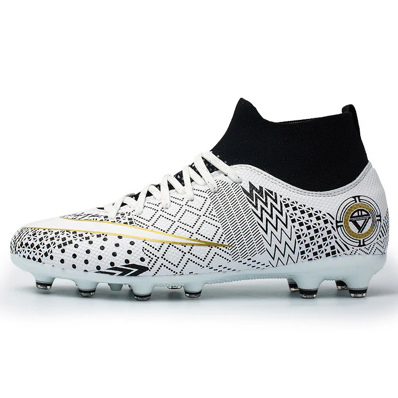 

Unisex Football Boots High Quality Soccer Shoes High Ankle AG Long Spikes Footwear Outdoor Game Cleats Training Sneaker Chuteira
