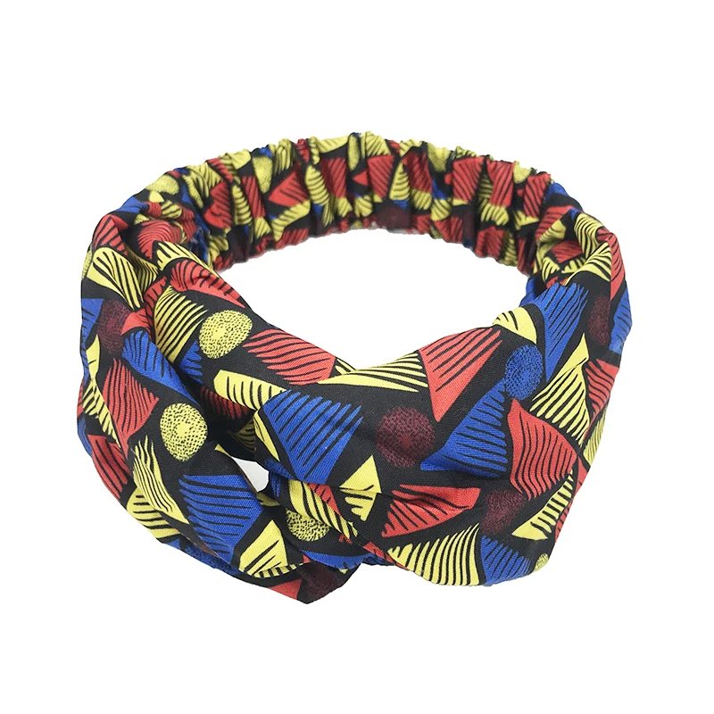 New Style African Printed Stretch Cotton Headband, Women\'s Sports Elastic Turban Scarf, Ladies Bandage Headgear Hair Accessories