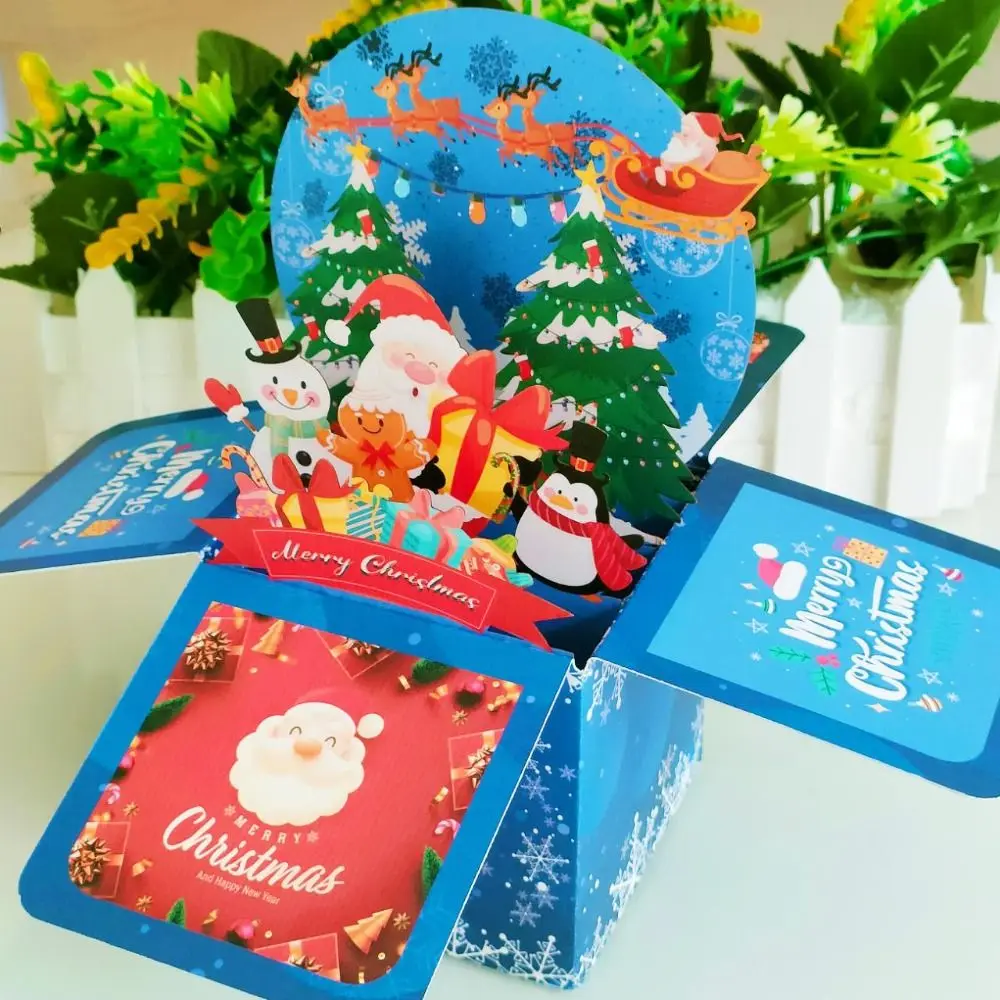 

Бумажные цветы 3D всплывающий букет Новогодняя благословение открытка Счастливого Рождества поздравительная открытка рождественские конфеты декоративные подарки