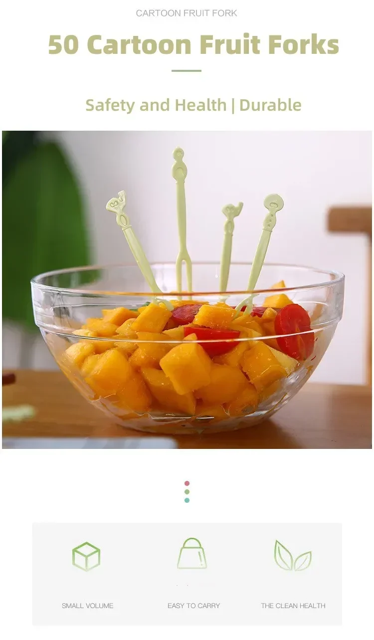 Description Picture 2 of itemMini Fruit Toothpicks Instant Noodles Kitchen Homes Accessories Flatware Fork Kids Lunch Animal Farm Decorations Food Cartoon