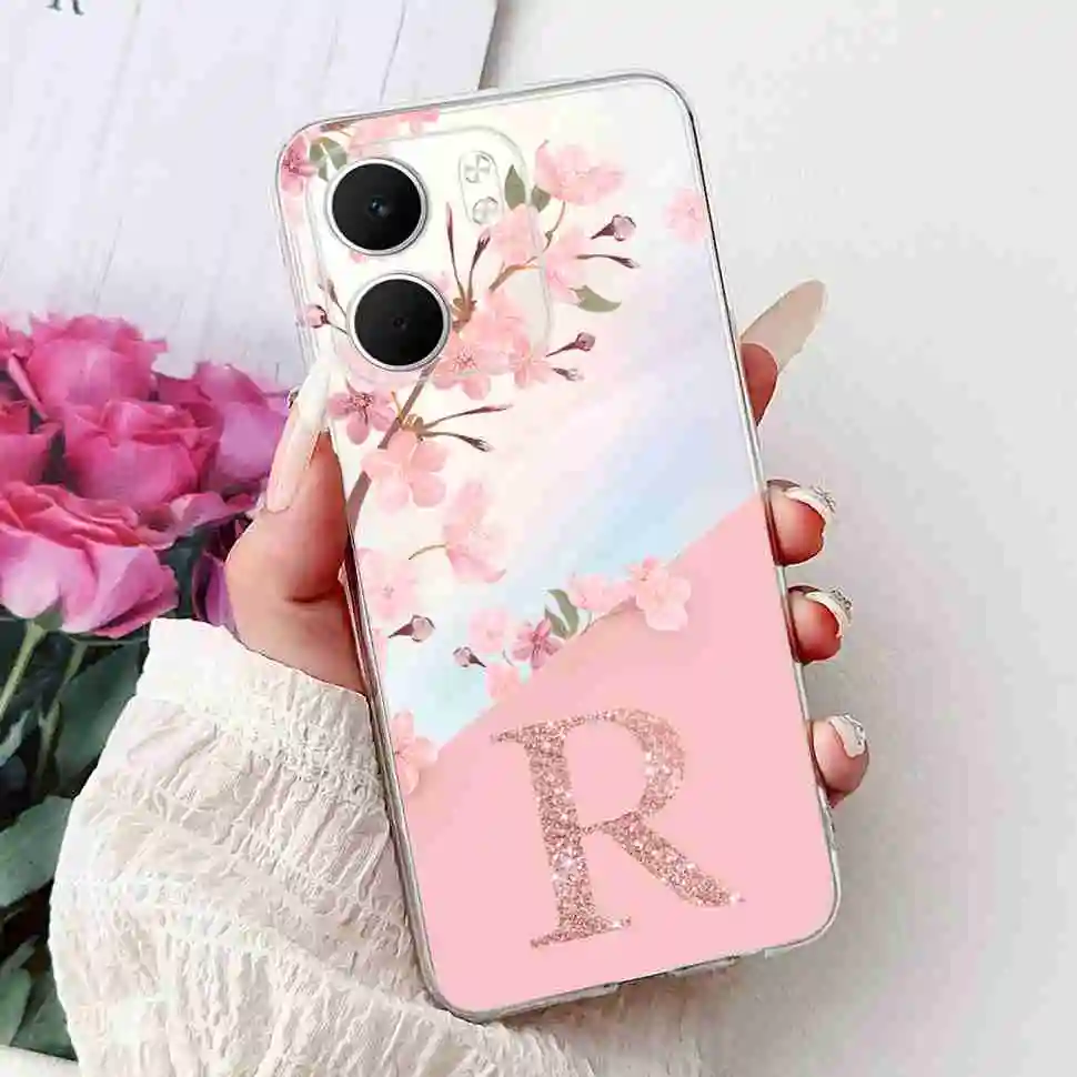Fashion Flower Crown Soft Silicone TPU Phone Case Cover, A-Z Alphabet Design