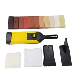 Kit d'outils à main de réparation de stratifié, système de cire, puces de boîtier de plan de travail de sol, ensemble d'outils de réparation de rayures pour le travail du bois 