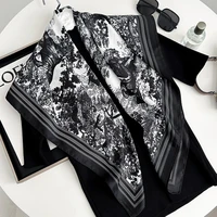 90*90cm Square Scarf Twill Silk Women Head Shawls And Wraps Luxury Print Designer Neck Scarves Hijab Bandana Pashmina Handband