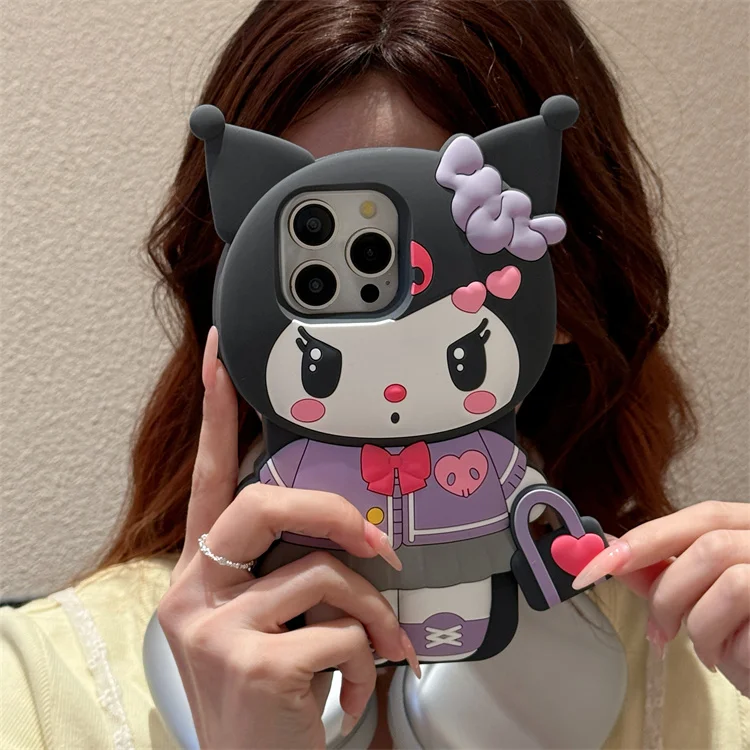 Handbag KT Kuromi For iPhone 17 16 15 14 13 12 11 Pro Max Silicone Soft Cover Case 3