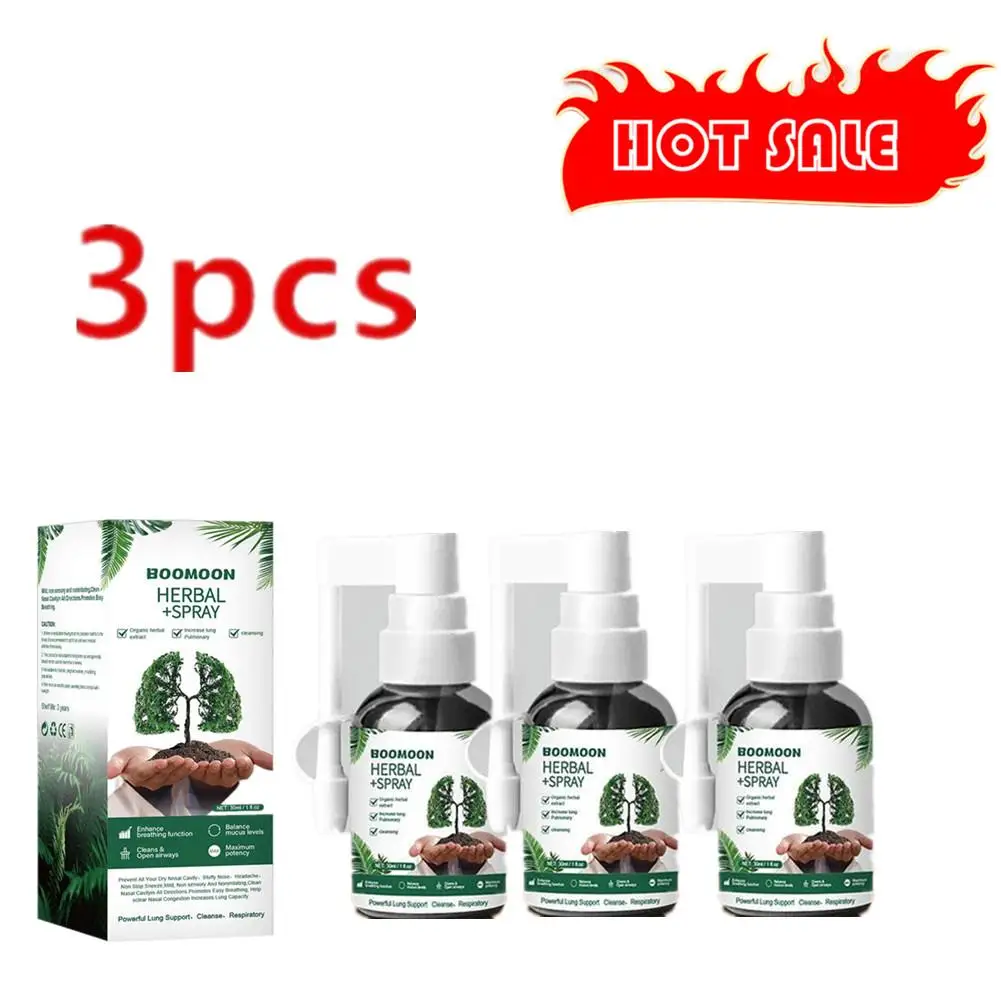 

3PCS Herbal Lung Cleanse Spray Mist-Powerful Lung Support Clean Inflammation Relieve Spray Herbal Sore Quit Smoking 30ml Throat