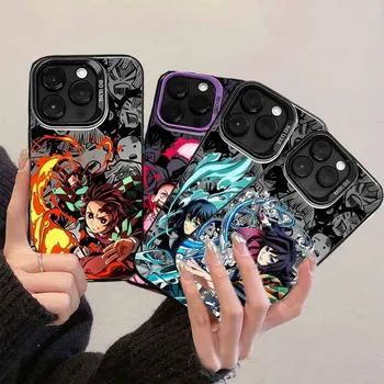 Demon Slayer Cartoon Anime Frosted Case for iPhone 17 Air 16 E 15 14 Plus 13 12 Mini 11 Pro Max Acrylic Sheet Silicone Cover 1