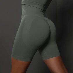 High Waist Seamless Yoga Workout Shorts - M (Dark gray)