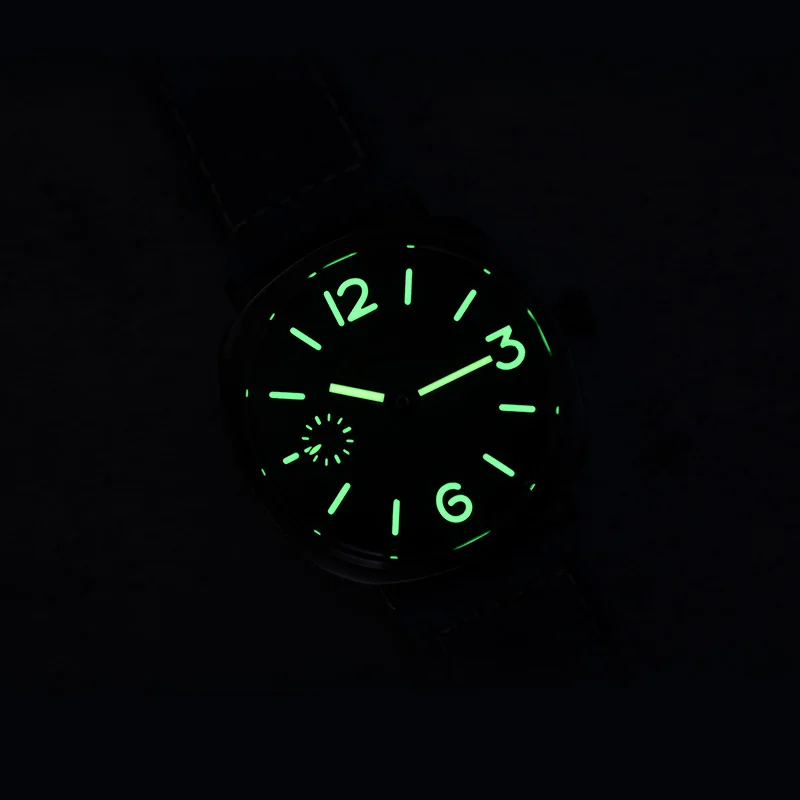 Milifortic Sandwich Mechanical Watch Heat Blue Hands Matte Leather 10Bar 316L Stainless Steel Hand Winding Retro Watches