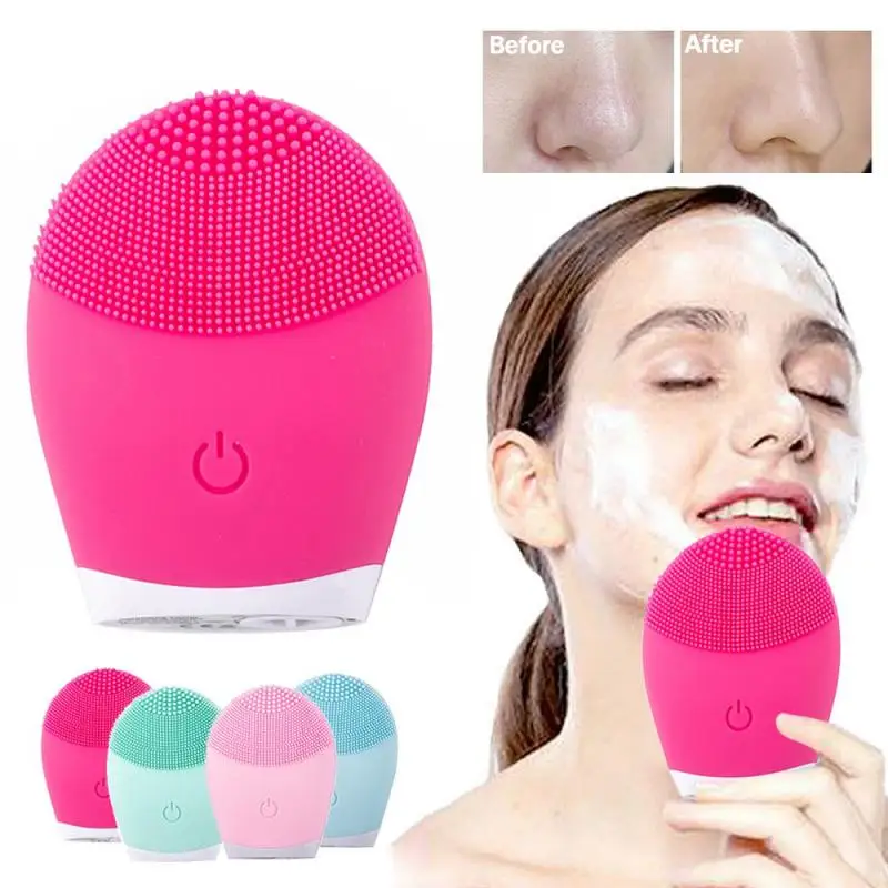 

iebilif Facial Cleansing Brush Face Skin Care Tools Waterproof Silicone Electric Sonic Cleanser Facial Beauty Massager