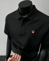 Polo à manches courtes pour homme, 100% coton pur, marque haut de gamme, mode été, broderie de drapeau de luxe, boutique, golf, t-shirt décontracté 5