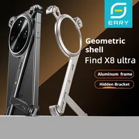 Eary for Oppo Find X8 Ultra Phone Case With Stand Metal Bumper Aluminum Frameless Shockproof Protector Cover Minimalist Shells