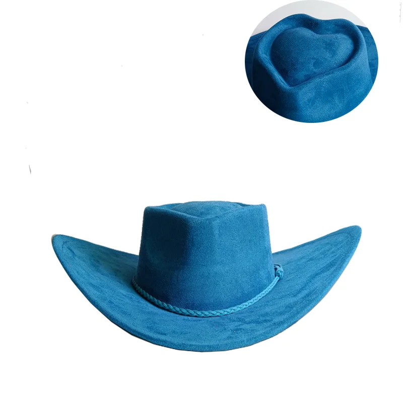 Orange LOVE Top Cowboyhut Wildlederhut Ethnischer Stil Western Cowboy Kunstleder Samt Jazzhut Herbst und Winter Roll-up-Krempe – Detail 29