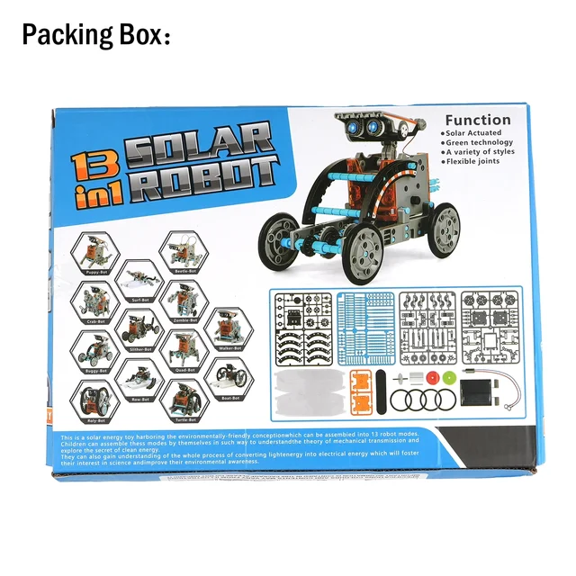 13 in 1 Solar Powered Robot Science Kit DIY Building Blocks Gift for Kids Electronic DIYs Creative Educational Assembly Toys 6