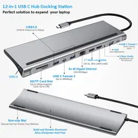 MZX 12 in 1 Docking Station MST USB Hub Type C Multi Multi-hub Concentrator A HDMI-compatible Adapter Dock for Macbook Laptop 2