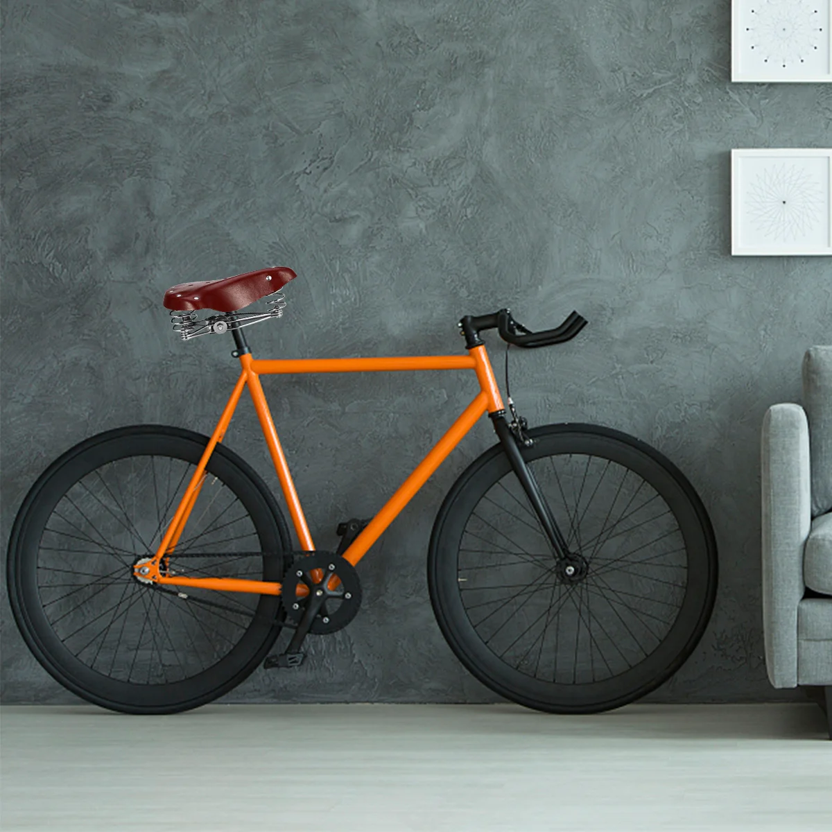 

Leather Bike Seat Bicycle Saddle Vintage Classic Pu Retro Cycling Spring Cushion Universal Road