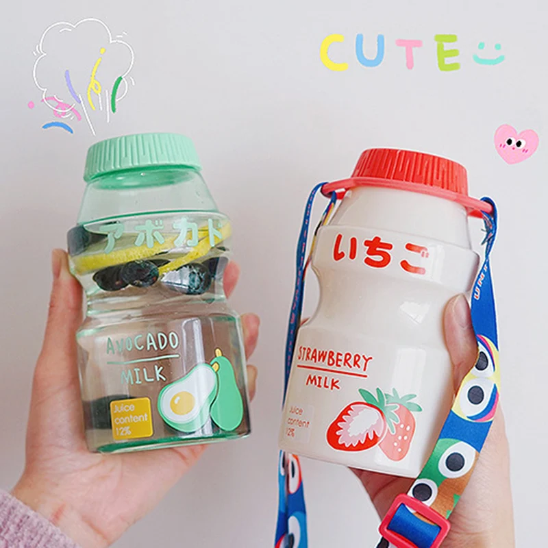 480ml Plastic Water Bottle Tour Drinking Bottle Yakult Shape Cute Kawaii Milk Carton Shaker For Kids/Girl/Adult Glass HOT
