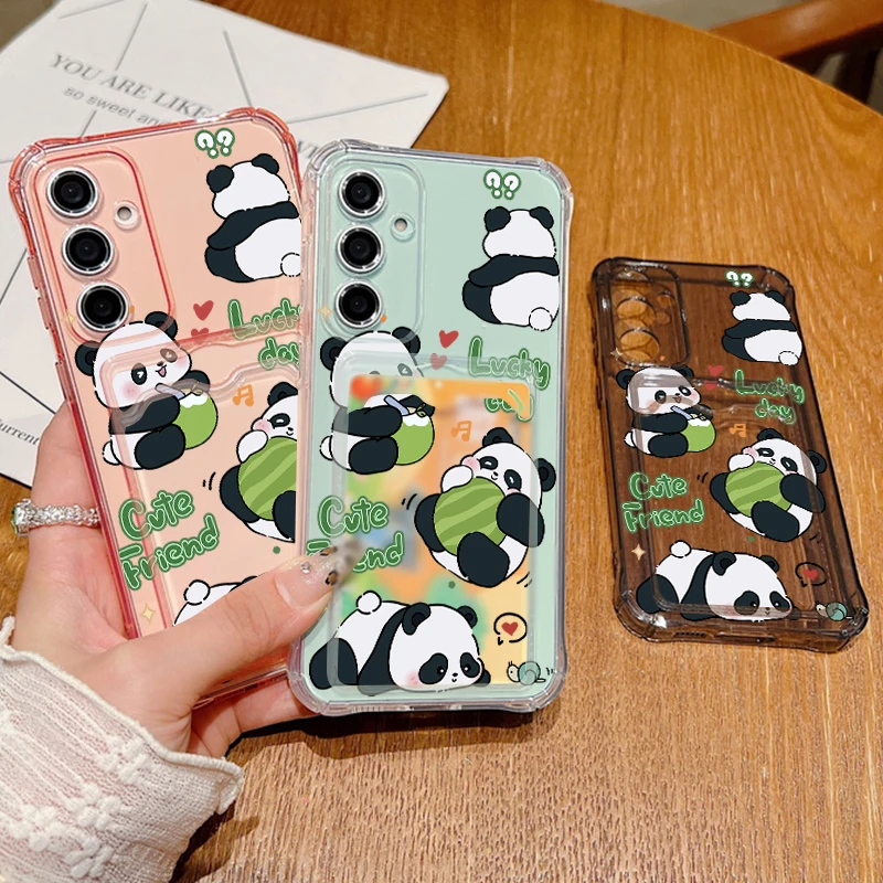 Cute Panda Clear Card Holder Phone Case Cover