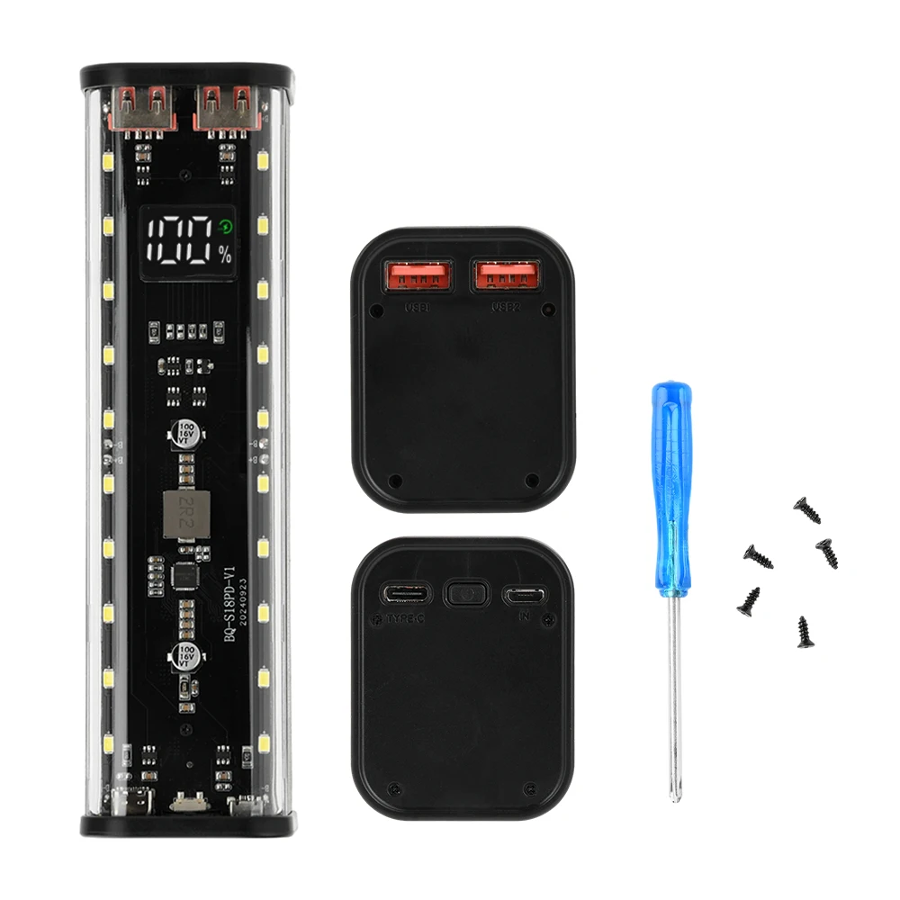 Battery Storage Box Battery Holder Power Bank Case Battery Power Bank Box DIY Shell 8*18650 Battery Holder Power Bank Case DIY Kit Fast Charging Mobile Power Kits No Soldering Rechargeable Battery Box