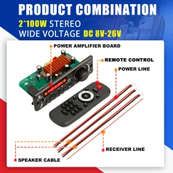 Enhanced Bluetooth Audio Amplifier Board with FM Radio, USB, and Microphone Input (200W)