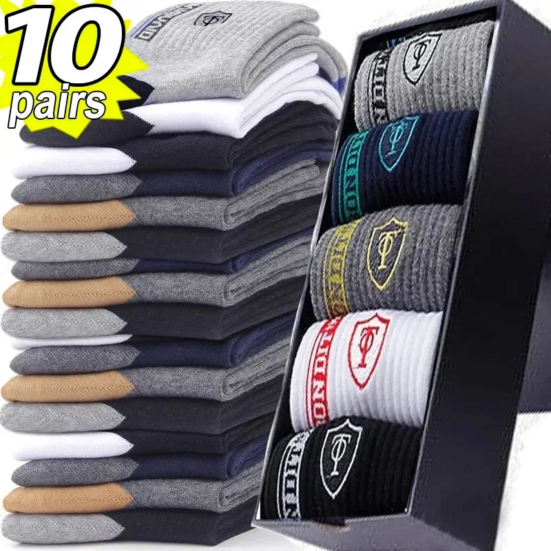 Sports Socks 10pairs Breathable Cotton for Men Bamboo Fiber Autumn Winter Sweat Absorption Deodorant Business