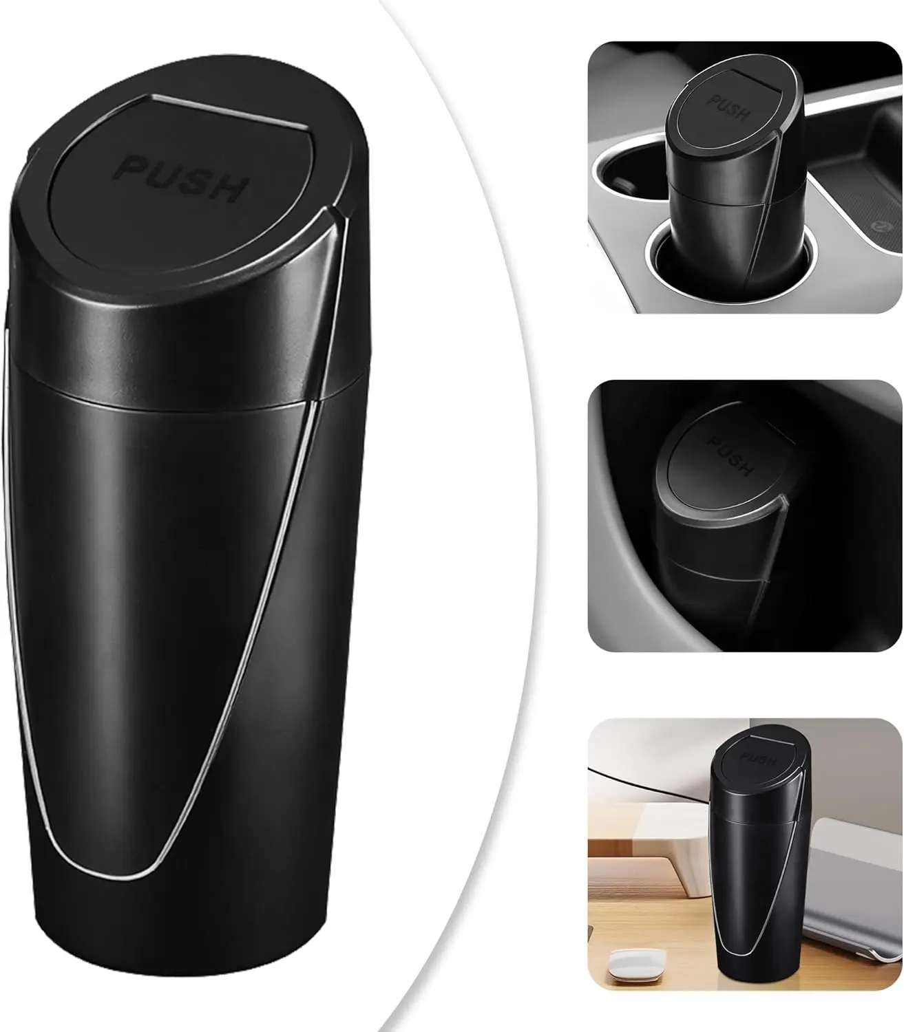 Car Trash Can with Lid Push-Pull Multi-Function Storage Box Organizer Interior Accessories for Most Cars