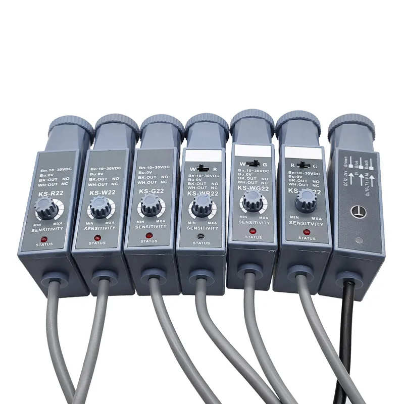 1Pcs 색상 코드 센서 KS-W22-R22-RG22-W22T-WG22 10-30V 감지 광전 스위치 색상 마크 자동 색상 인식