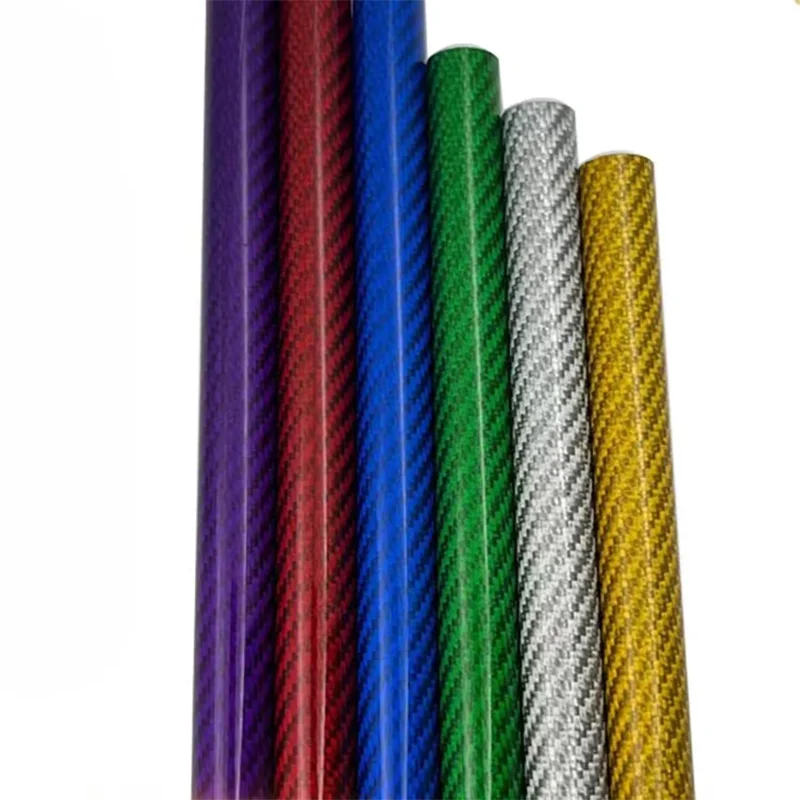 3K 컬러 탄소 섬유 튜브 2PCS 길이 500MM 외부 7mm 9mm 11mm 13mm 15mm 벽 두께: 1mm 빨간색 보라색 녹색 파란색 노란색 은색