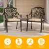 Set of 2 Cast Aluminum Patio Dining Chairs with Cushions, Stackable Outdoor Bistro Chairs for Balcony Backyard Antique Bronze 6