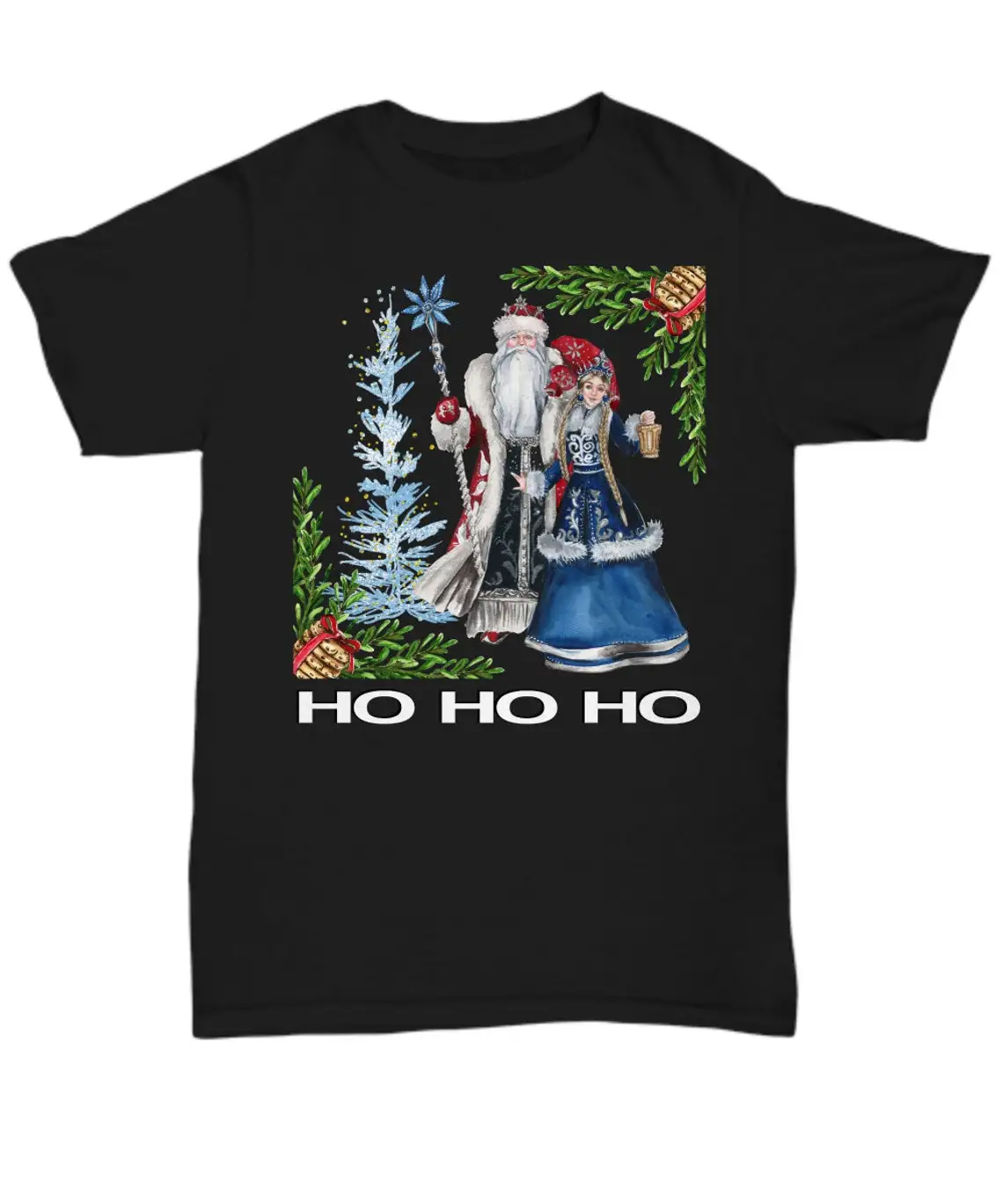 

HO HO HO Santa Claus with Snow Helper Christmas Gift T-Shirt New 100% Cotton Short Sleeve O-Neck Casual Mens T-shirt Streetwear