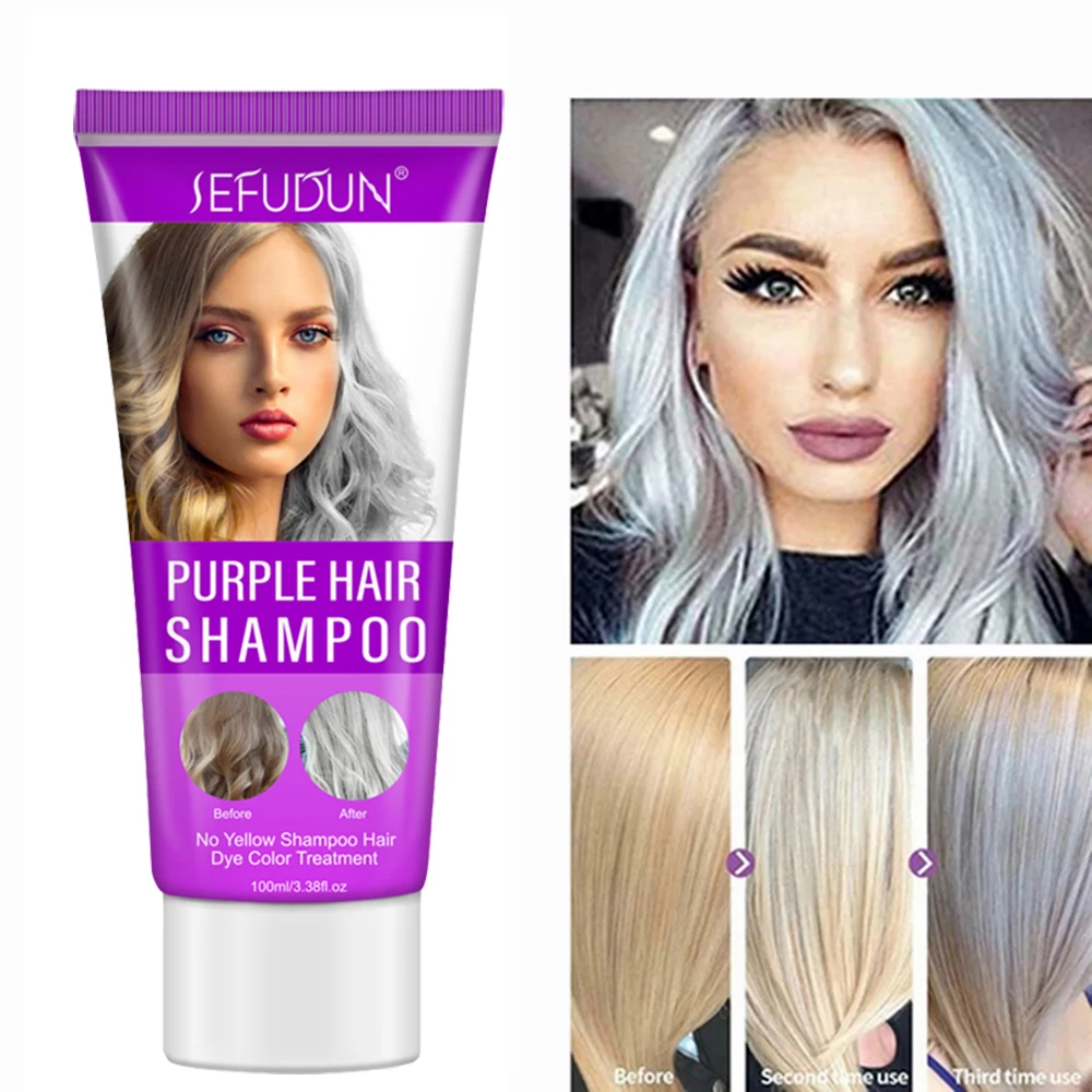 Blonde Purple Hair Bleaching Shampoo For Silver Ash Gray Removes Yellow  Brassy Tones Blonde Bleached Hair Shampoo Hair Dye 100ml - Shampoos -  AliExpress