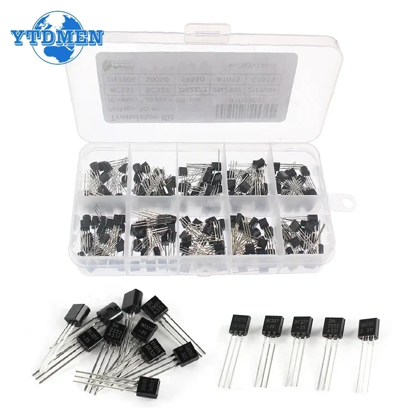 50-200PCS TO-92 Transistor Kit BC327 BC337 BC548 BC549 2N2222 2N2907 2N3906 2N5401 2N5551 A1015 C1815 S8050 S8550 TL431A PNP NPN 1