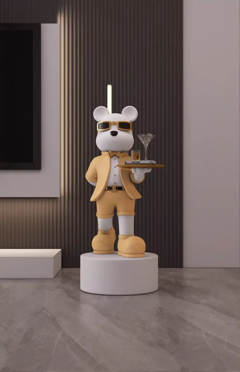 93cm high light sword violent bear large ornaments, living room floor can glow and store sunglasses bear ornaments sculpture