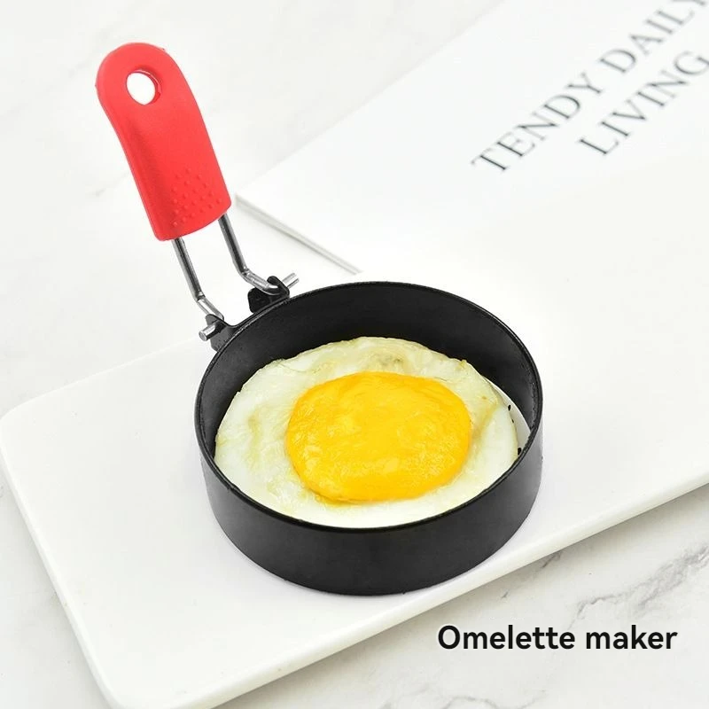 Round Omelette Maker Mold Household Kitchen Baking Tools Foldable Handle Thickened Nonstick Circle omelette maker