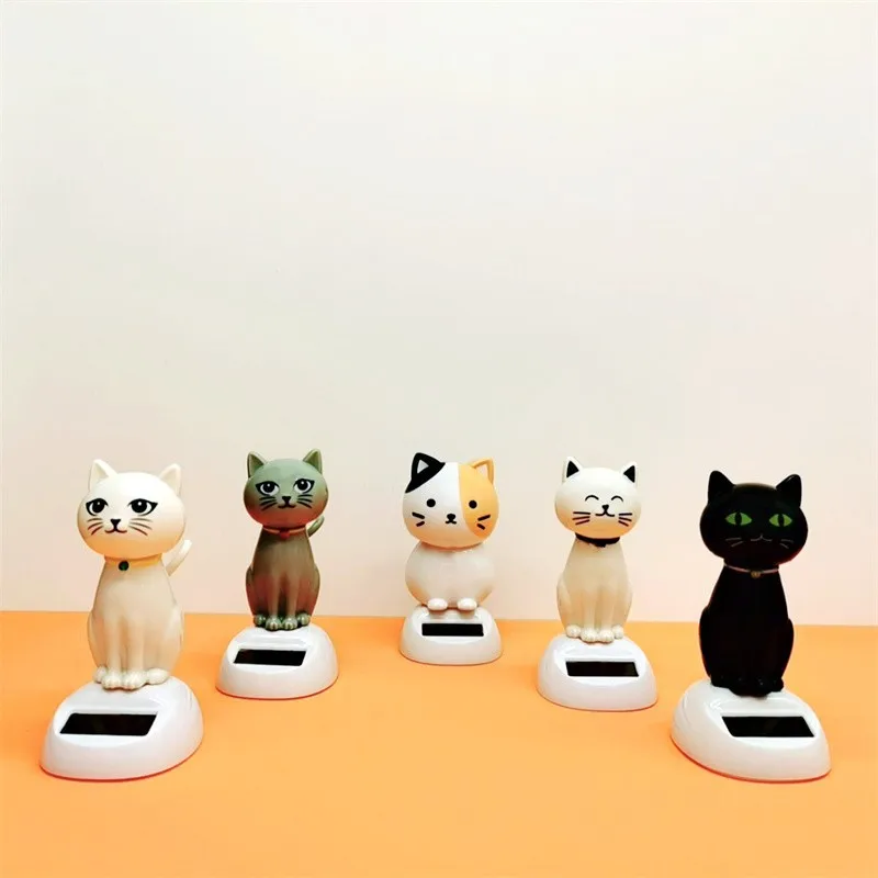 Novelty Solar Toys Cartoon Cute Cat Series Solar Swinging Doll Funny Desktop Decorations Swinging Cat Car Ornament solar kimono doll ornament