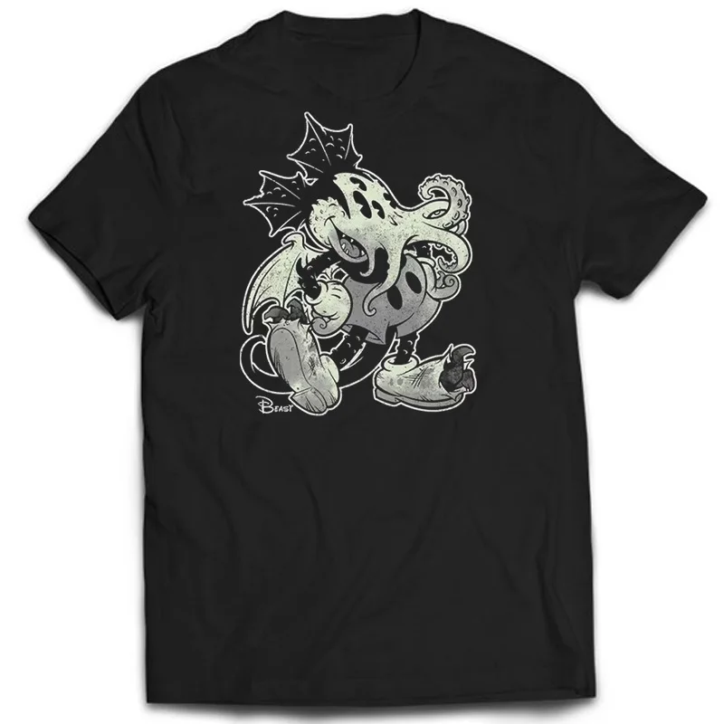 Cthulhu 패션 그래픽 스트리트웨어 데일리 캐주얼 100% 코튼 티셔츠, 하라주쿠 오버사이즈 빈티지 상의