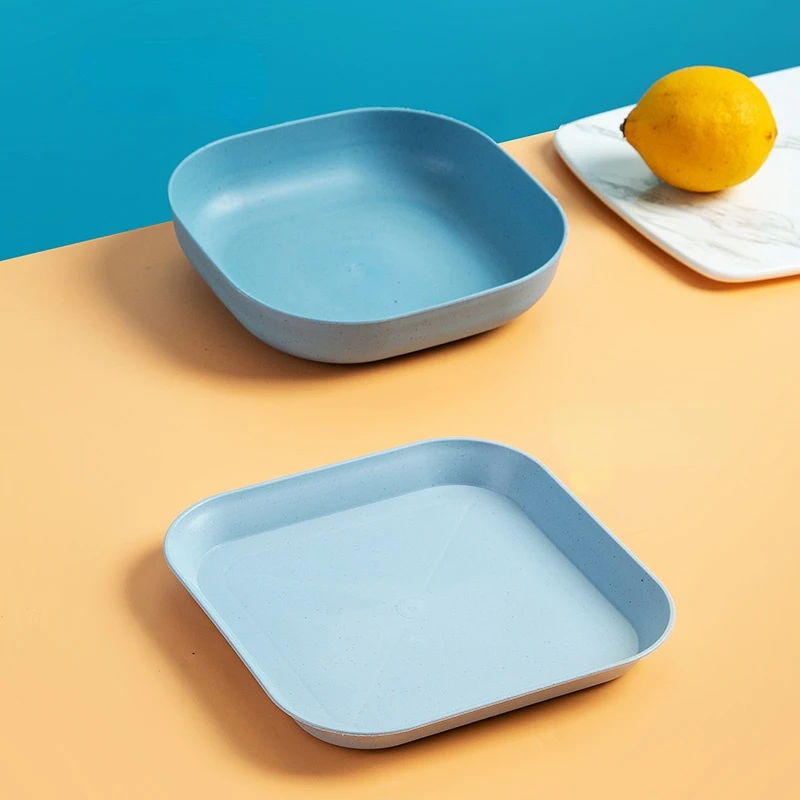 4pcs Eco-Friendly Unbreakable Dinner Plates Biodegradable Restaurant Specialty Saucer Plastic Plate Picnic Dishes