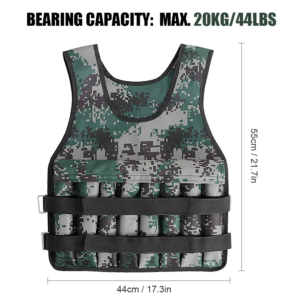 Weighted Vest 15/20/35/50KG Loading Adjustable Weight Waistcoat Jacket Training Workout Gym Fitness Equipment Sand Clothing