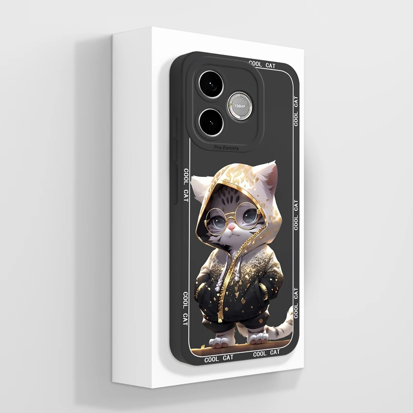 Cute Cat Claw Cartoon Print Phone Case with Camera Protection - Soft Liquid Silicone Housing