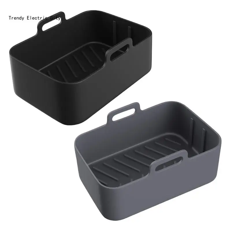 

R9CD Reusable Air Fryers Pad Baking Liners Silicone Air Fryers Basket Air Fryers Bowl with Silicone Glove for DZ201 DZ401 DZ550