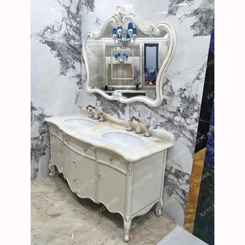 Bathroom Cabinet Oak Combination Bathroom Cabinet Wash Handheld Transceiver Wash Face Double Basin New
