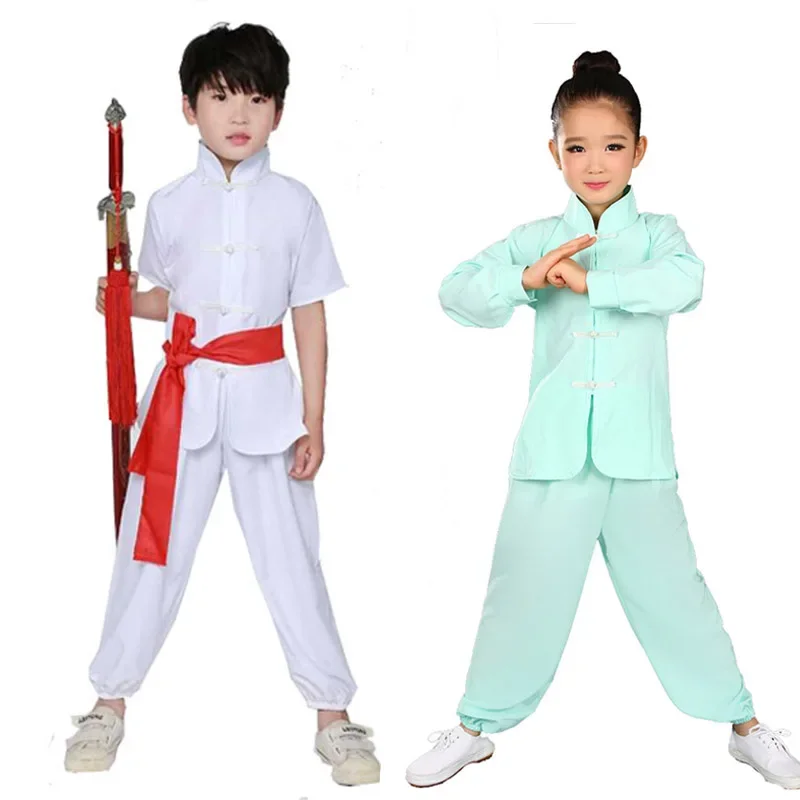 

kid men women Chinese Traditional KungFu Uniform For Boys Girls Wushu Costume Suit Set Tai Chi Folk performance stage Outfit