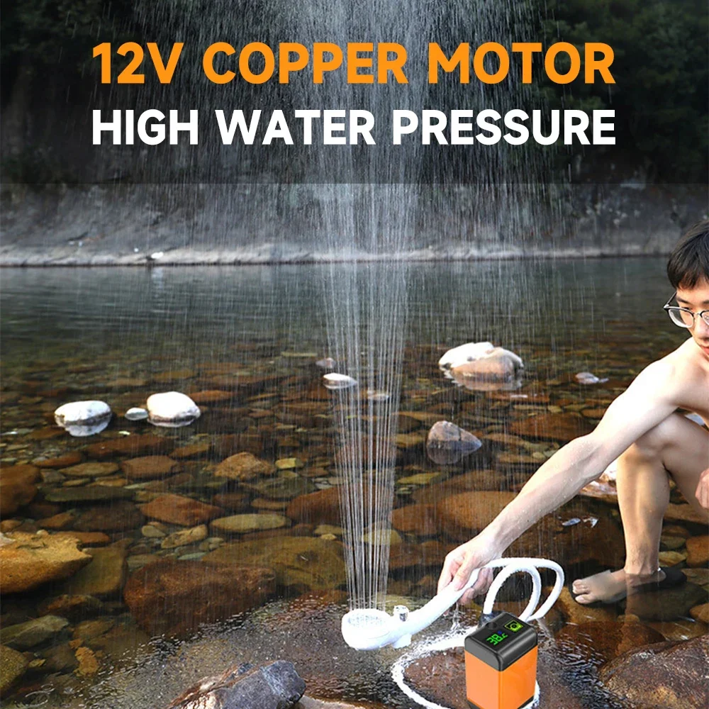 Outdoor Electric Shower Pump USB Rechargeable Waterproof Sprinkler Head for Camping Travel Pet Watering