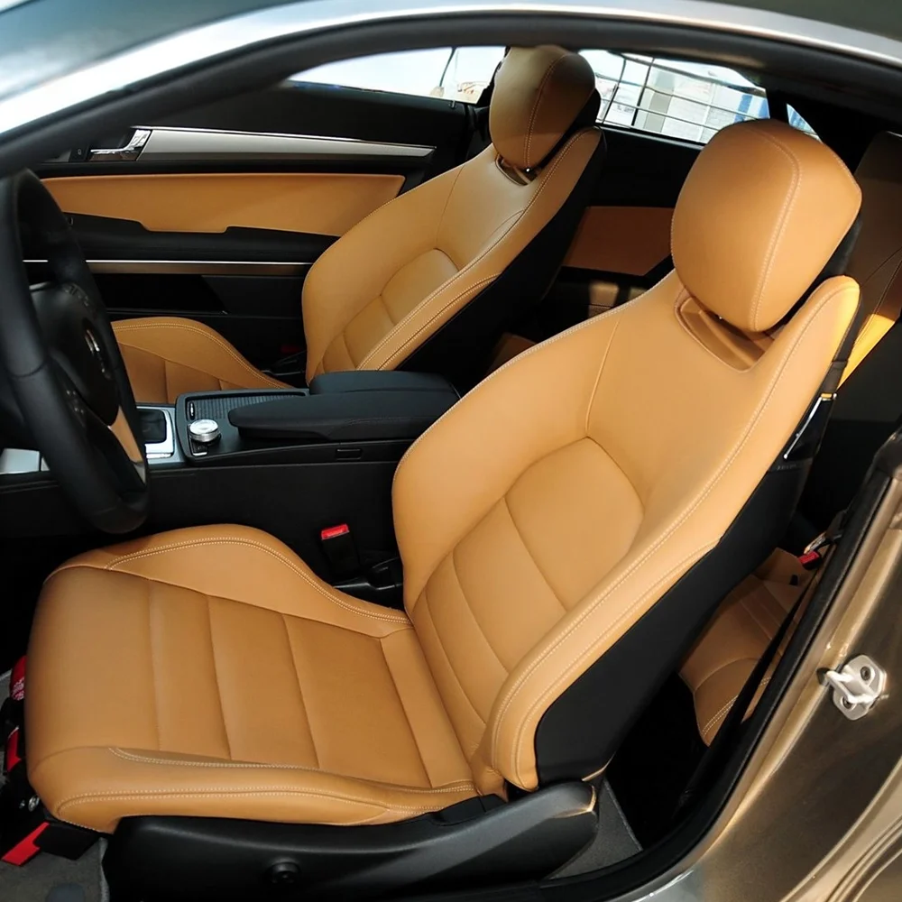 Soillar Microfiber Leather Seat Cover Set – Front Both Sides For Mercedes-Benz E300 E350 2010–2016 – OEM Replacement Black - View #4