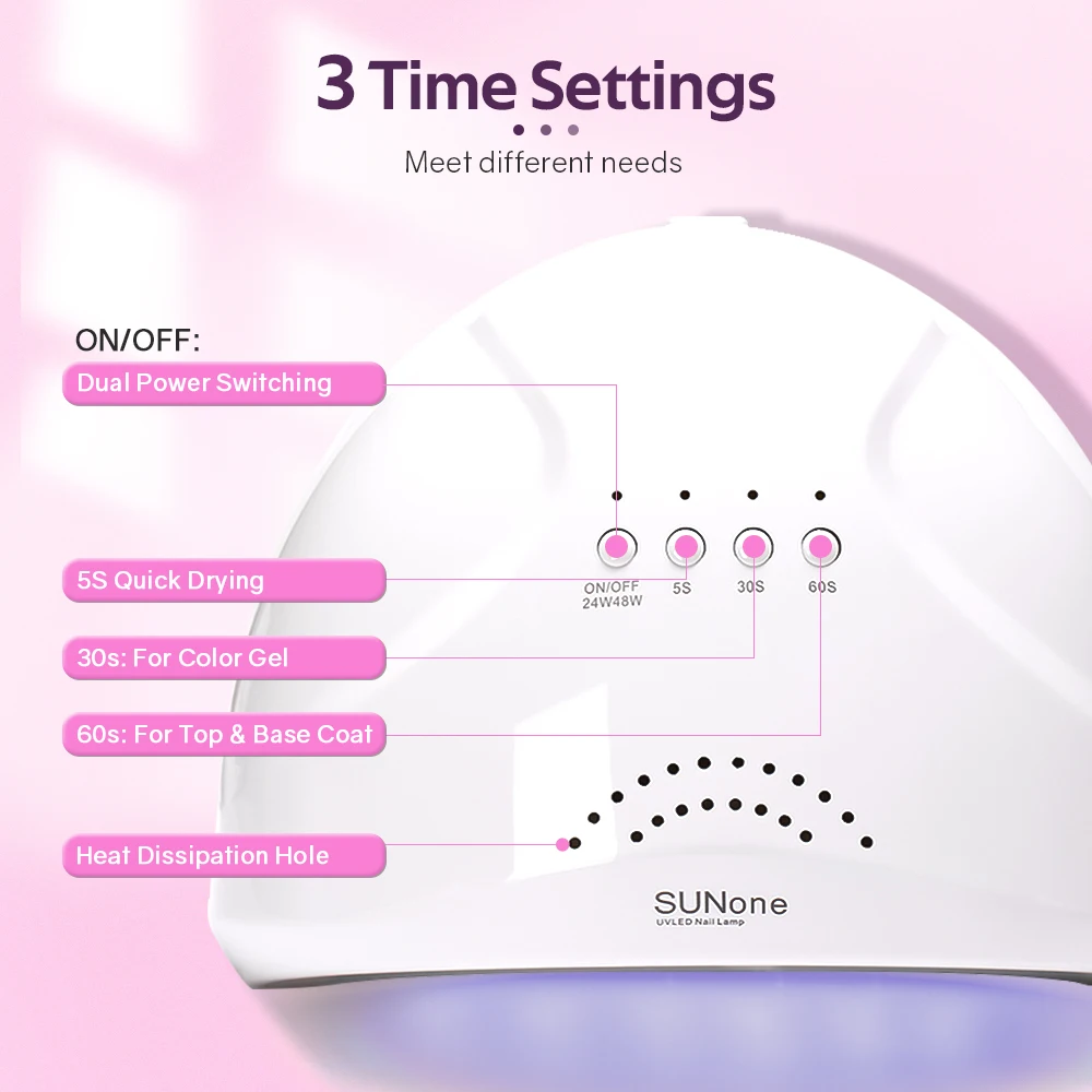 Nail Lamp 48W UV LED Nail Lamp Professional Gel Polish Drying Lamp with 3 Timer Settings 30 Beads Detachable Tray for Home Manicure Salon